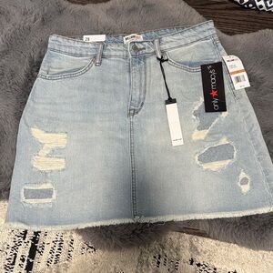 William Rast Faded Blue Ripped Denim Mini Skirt